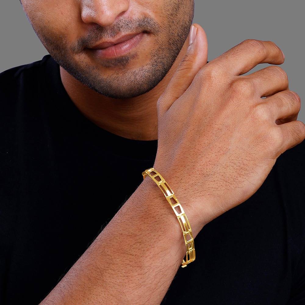 925 Silver Golden Jazzy Link Bracelet For Him|Gifts For Men And Boys : BR01534