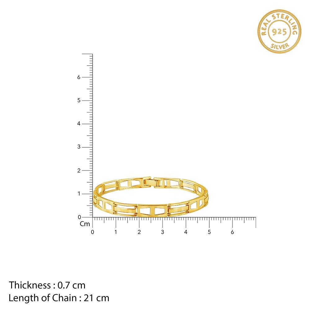 925 Silver Golden Jazzy Link Bracelet For Him|Gifts For Men And Boys : BR01534