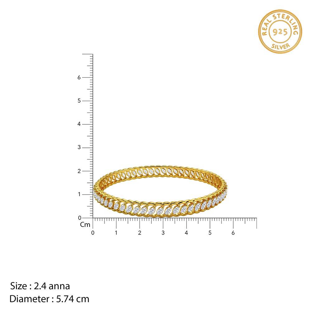 Golden Samratya Bangle|Gifts For Women And Girls | With Certificate Of Authenticity And 925 Stamp | 6 Months Warranty : BR01736