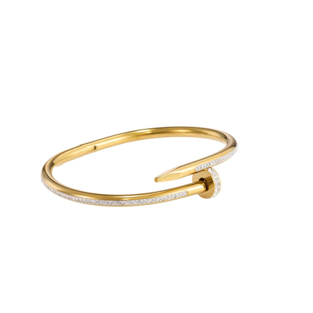 Stellar Heart Open Gold Bangle : BR101