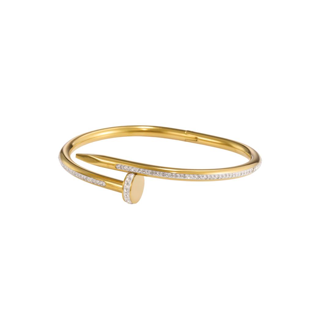 Stellar Heart Open Gold Bangle : BR101