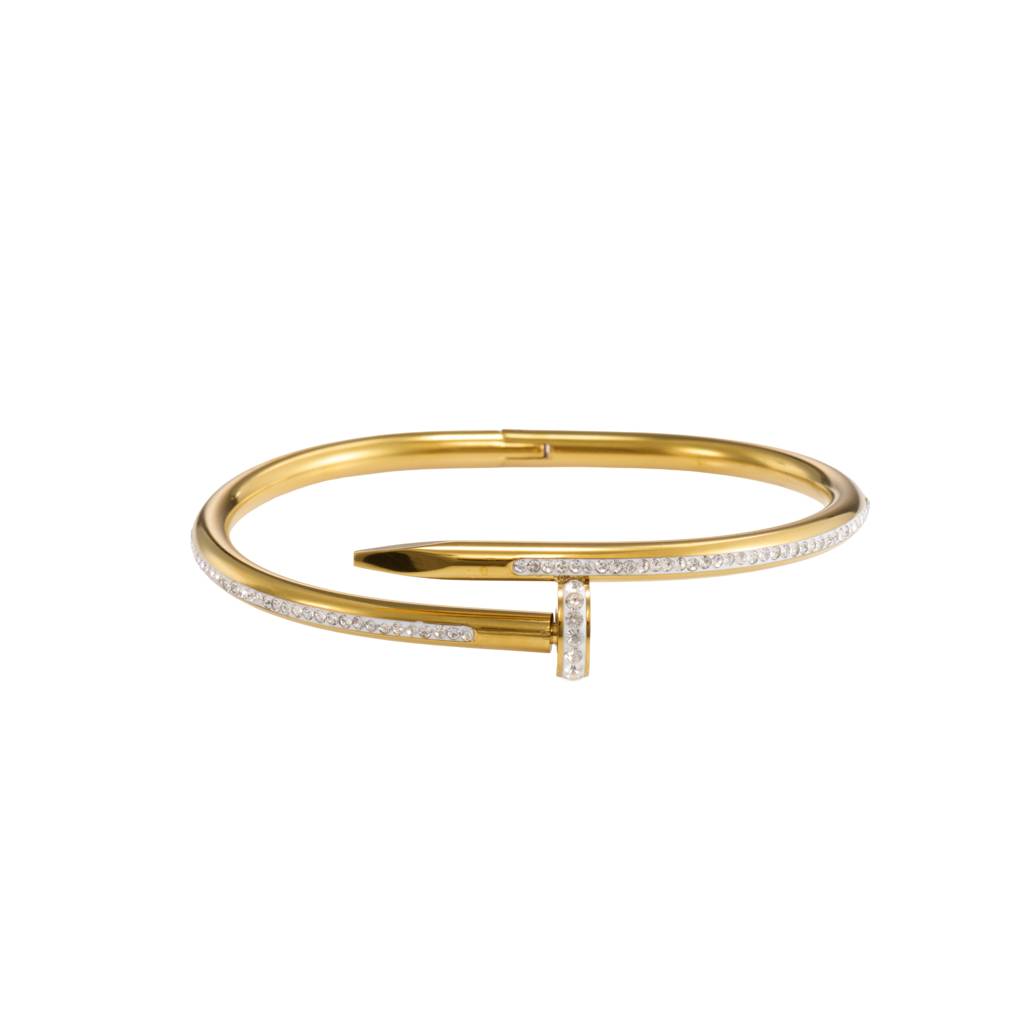 Stellar Heart Open Gold Bangle : BR101