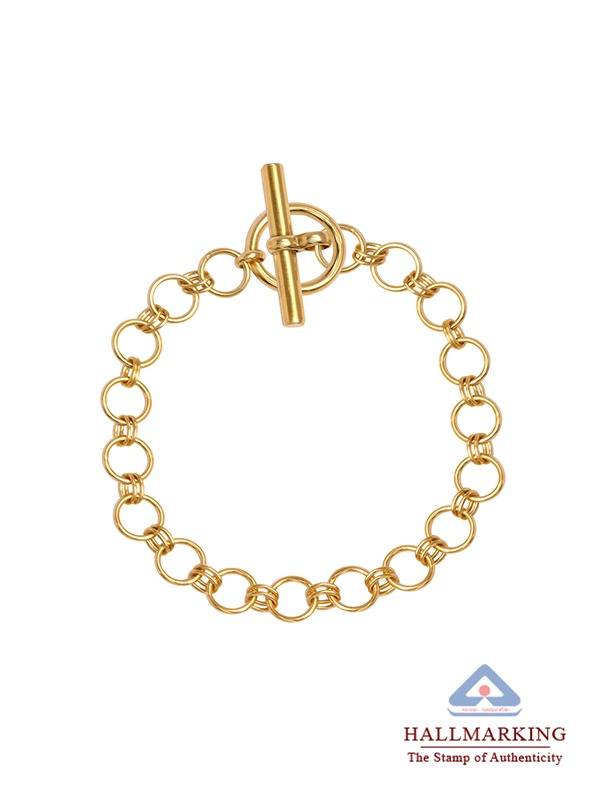 Gold-Plated T-Bar Interlock Bracelet : BR107972S19CFG
