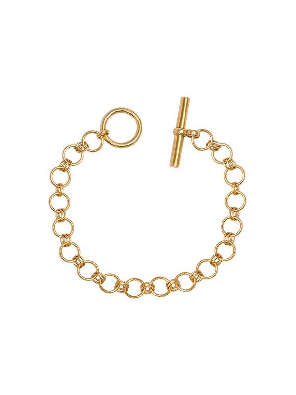 Gold-Plated T-Bar Interlock Bracelet : BR107972S19CFG