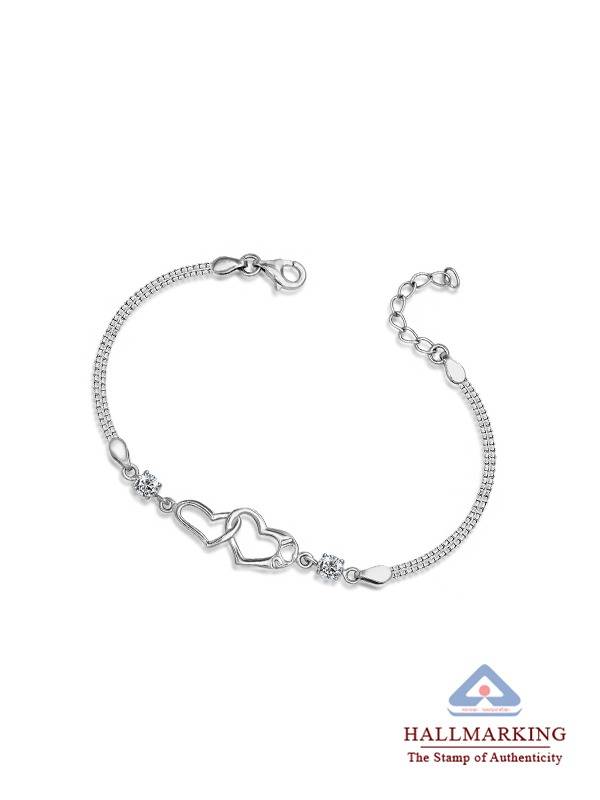 Double Heart Zirconia Box Bracelet : BR108476S7HIA18SL