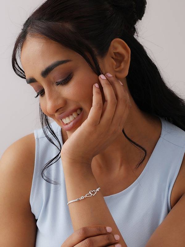 Double Heart Zirconia Box Bracelet : BR108476S7HIA18SL