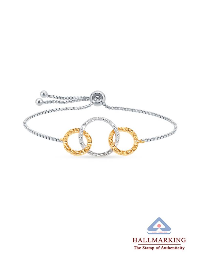 Elara Two-Tone Interlocking Circles Adjustable Bracelet : BR1090772T