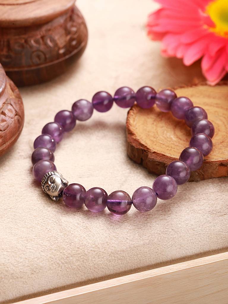 Natural Amethyst Stone Bead Bracelet For Positive Energy Balance