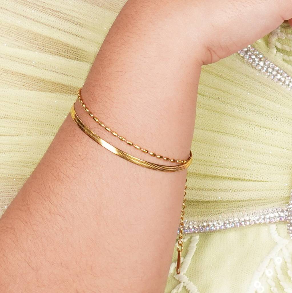 Gilded Ribbon & Orb Duo Bracelet : BR38