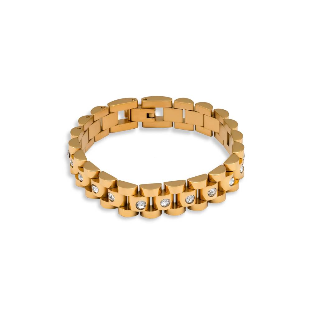 Sparkling Stone Link Bracelet - 18K Gold Plated Watch Band Style : 1000351