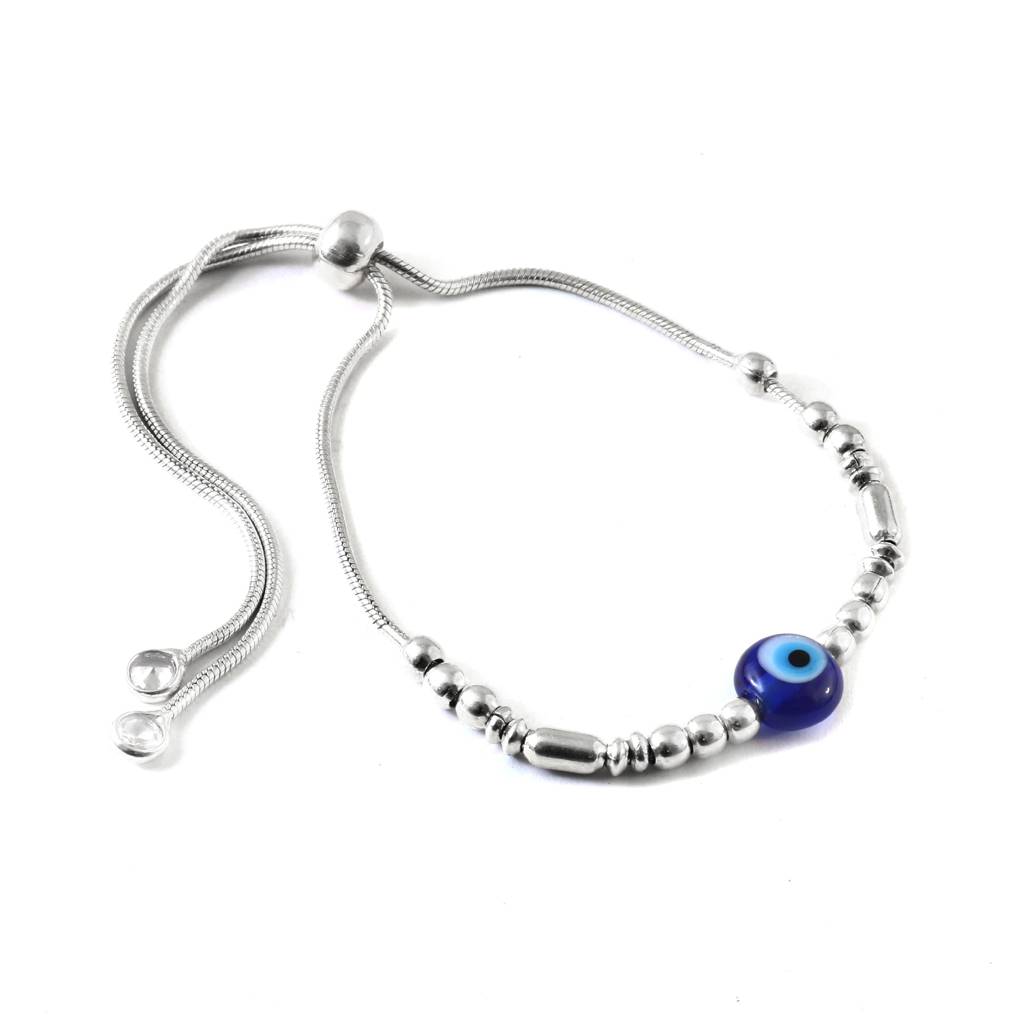 Amaanat Bracelet – 925 Silver Evil Eye Charm Bracelet With Silver Beads : ZIRAK-Bracelet-025