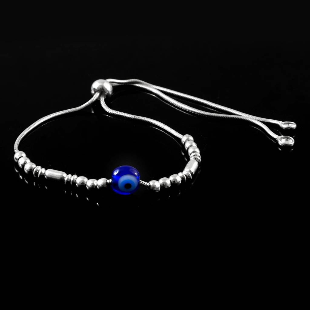 Amaanat Bracelet – 925 Silver Evil Eye Charm Bracelet With Silver Beads : ZIRAK-Bracelet-025