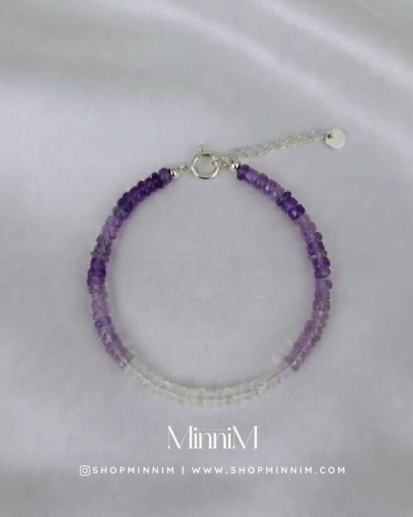 Sterling Silver Natural Amethyst Moonstone Bracelet | Gemstone Jewellery : BRAMM925SS