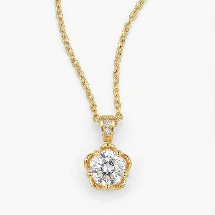 Royal Solitaire Necklace For Women | Classic Solitaire Crystal Pendant Jewellery : 7613594859