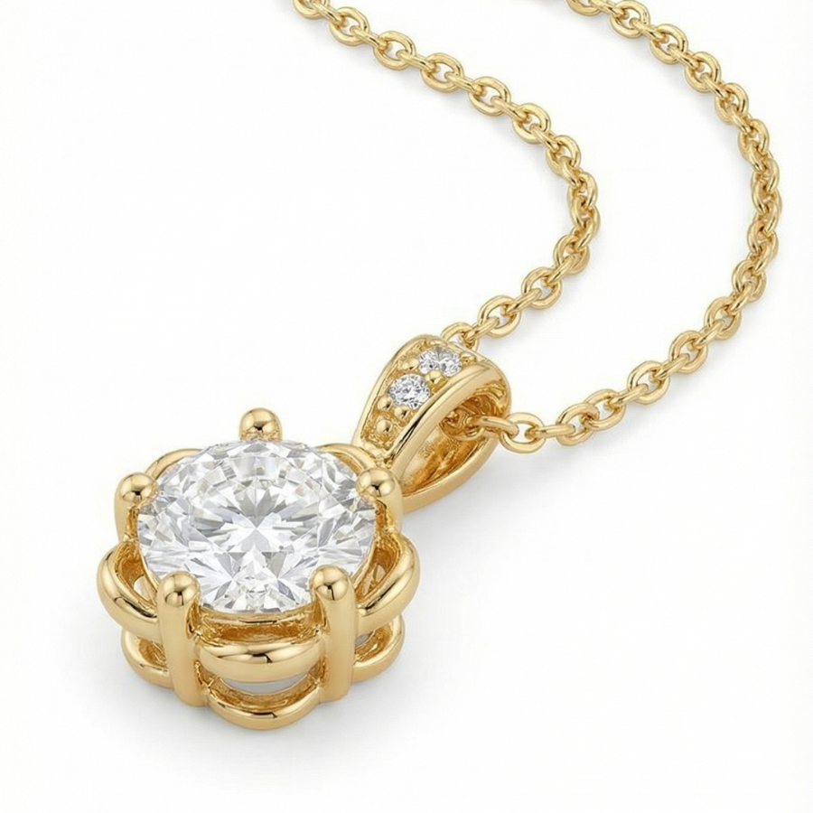 Royal Solitaire Necklace For Women | Classic Solitaire Crystal Pendant Jewellery : 7613594859