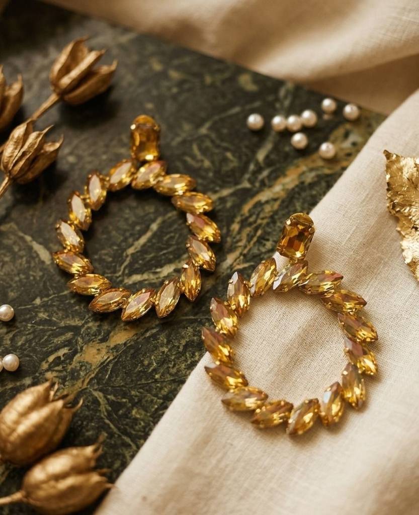 Round Gold Statement Hoop Earrings : BSJER-182