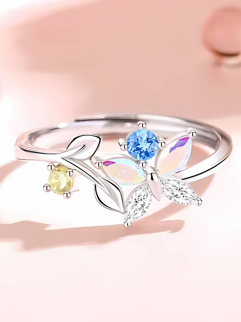 Brd Jewelry 925 Sterling Silver Butterfly Ring For Women And Girls, Adjustable Silver Ring, Gifts For Girlfriend : B0D5CY9PTC