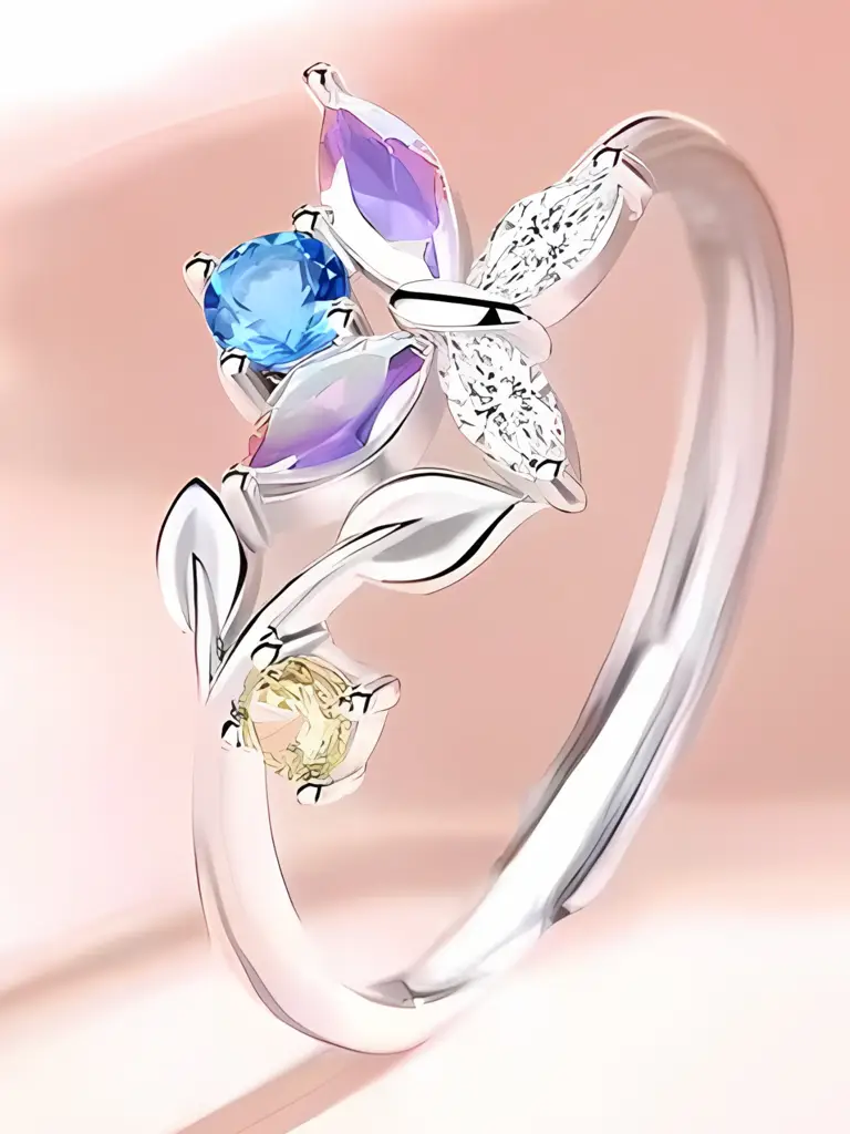 Brd Jewelry 925 Sterling Silver Butterfly Ring For Women And Girls, Adjustable Silver Ring, Gifts For Girlfriend