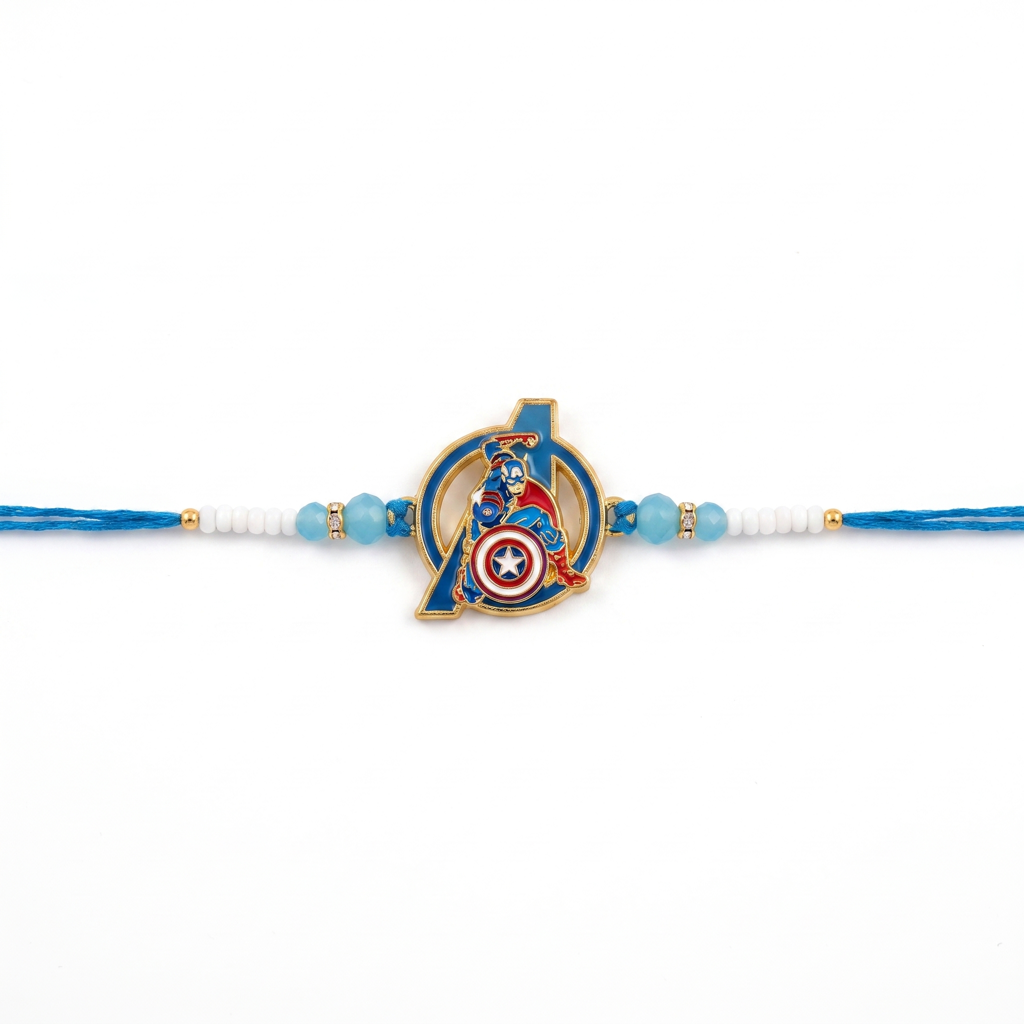 Avengers Captain America Blue Kids Rakhi : BV-AH-RKHI-KIDS-AVENGERS-BLUE
