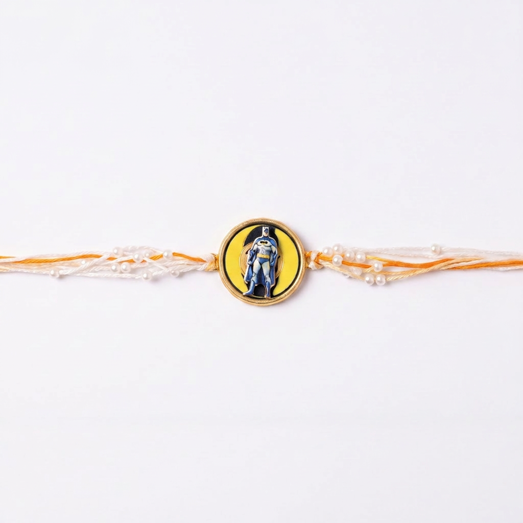 Batman Round Orange Kids Rakhi : BV-AH-RKHI-KIDS-BATMAN-ORANGE