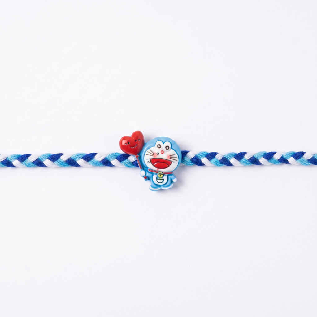 Doraemon With Heart Blue Kids Rakhi : BV-AH-RKHI-KIDS-DORAEMON-HEART-BLUE
