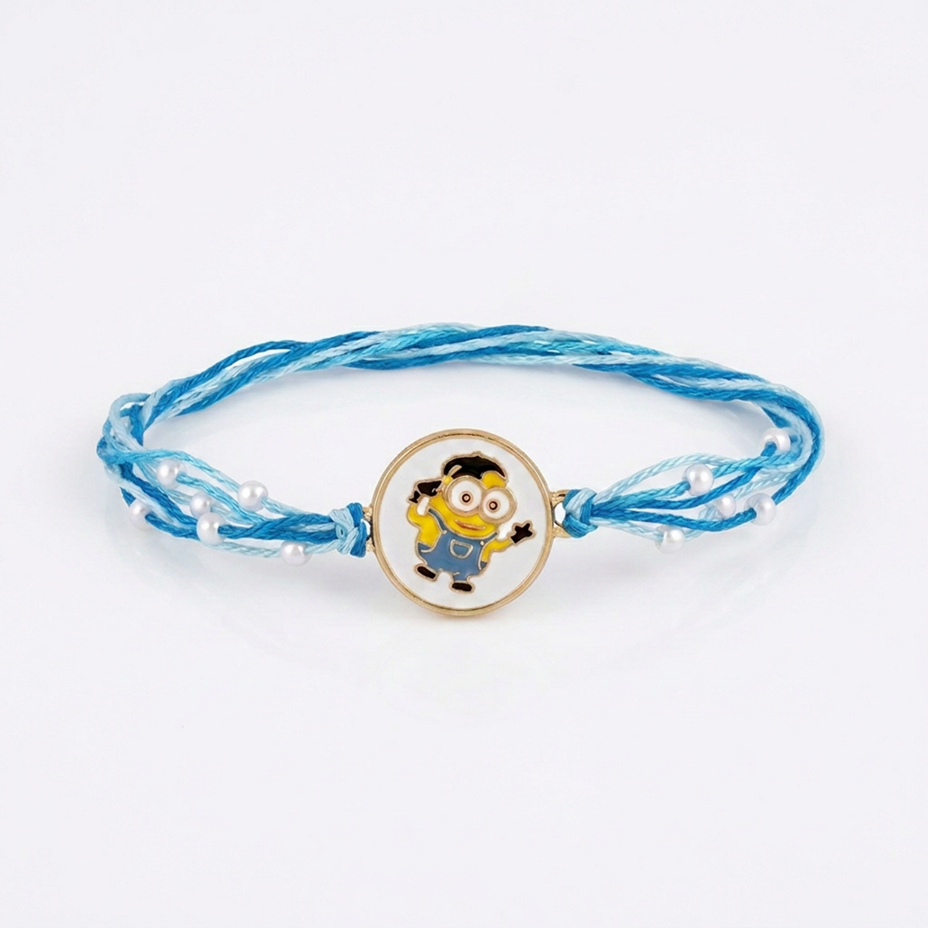 Minion Blue Kids Rakhi With Pearls : BV-AH-RKHI-KIDS-MINION-BLUE