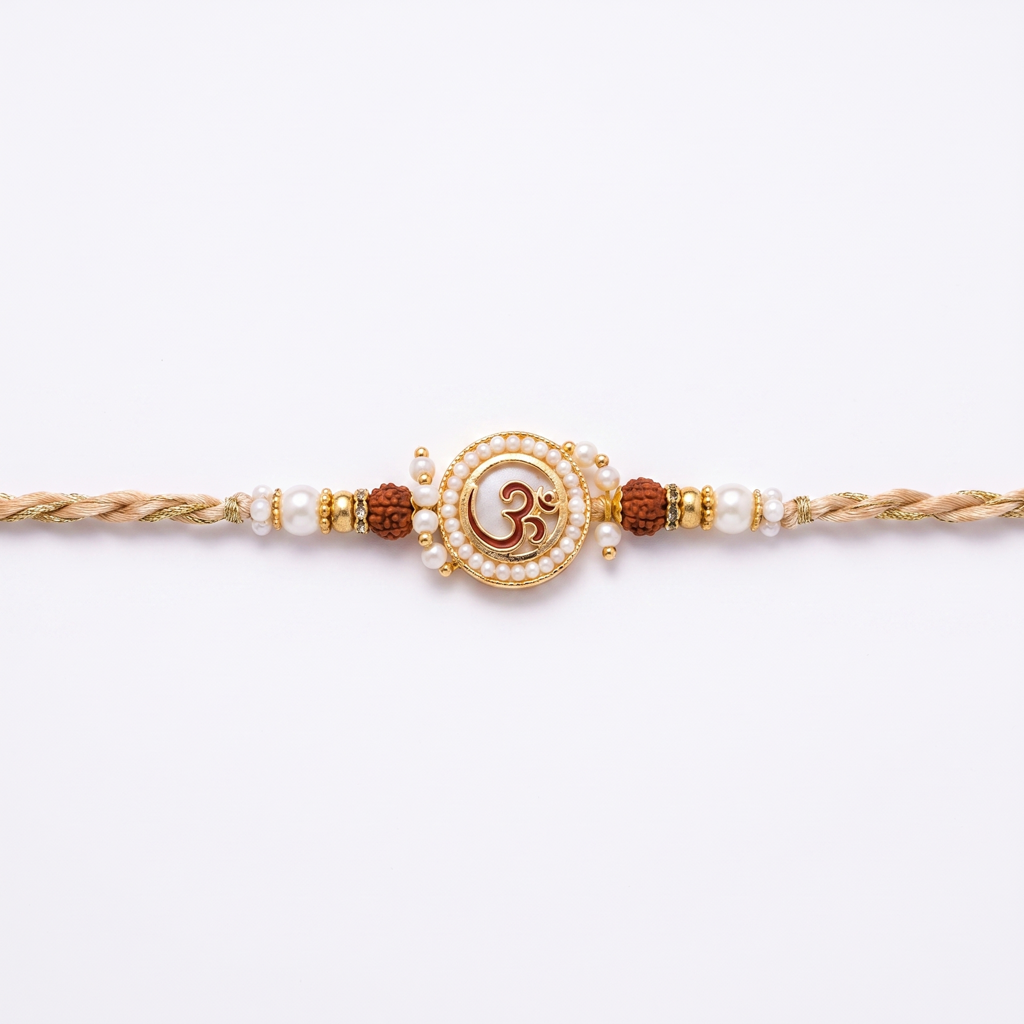 Om Rudraksha Pearl Single Rakhi : BV-AH-RKHI-OM-RUDRAKSHA-SINGLE