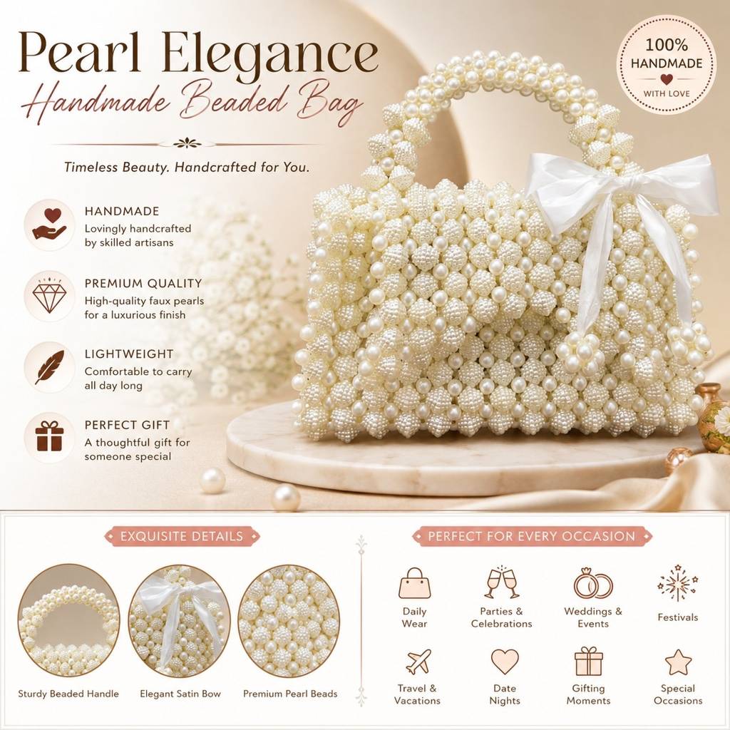 Pearl Cluster Bow Top Handle Box Bag : BV-KS-1