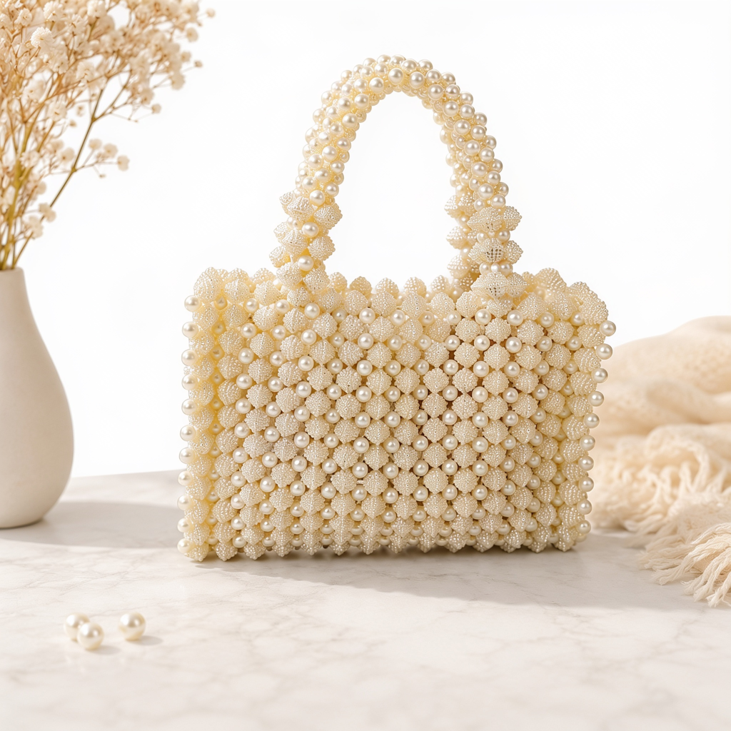 Handwoven Pearl Beaded Tote Bag : BV-KS-2