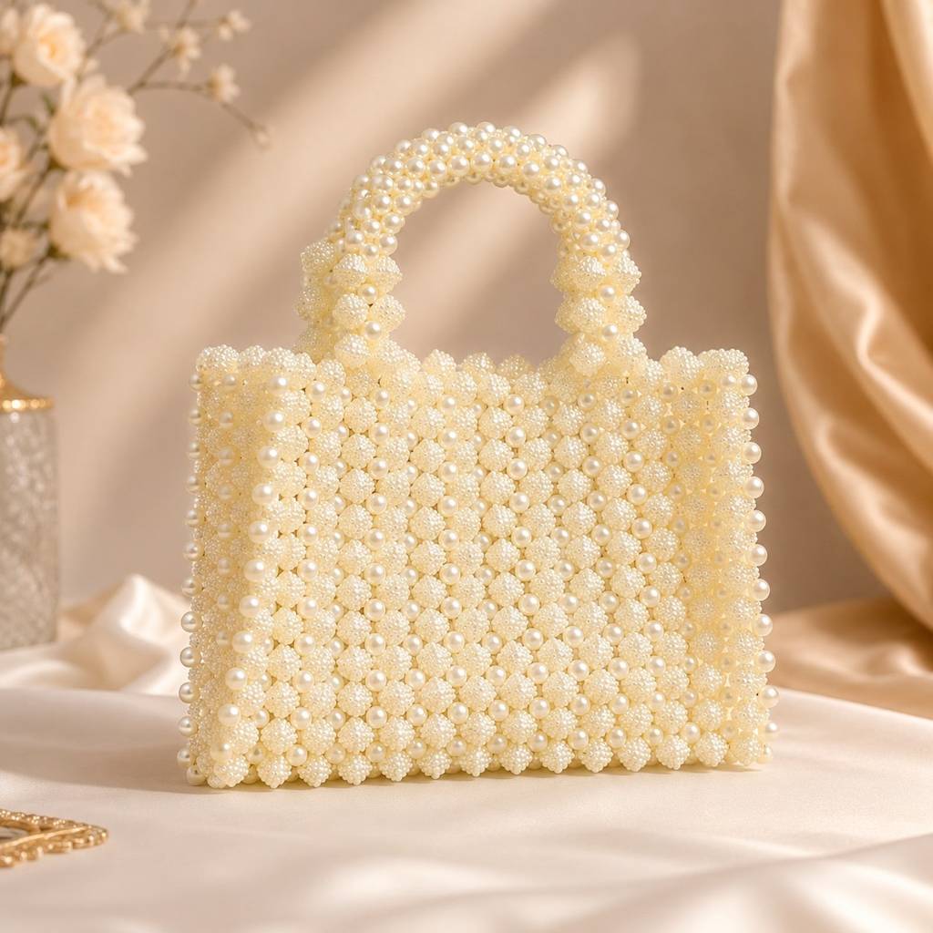 Handwoven Pearl Beaded Tote Bag : BV-KS-2
