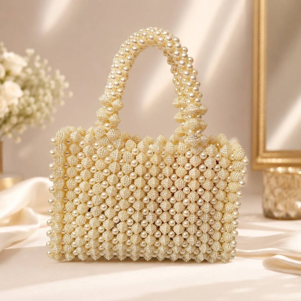 Handwoven Pearl Beaded Tote Bag : BV-KS-2