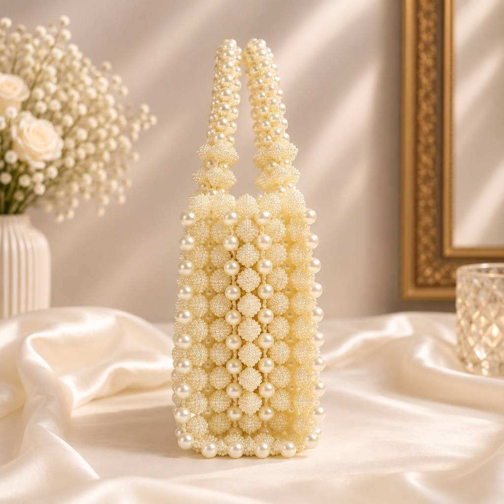 Handwoven Pearl Beaded Tote Bag : BV-KS-2