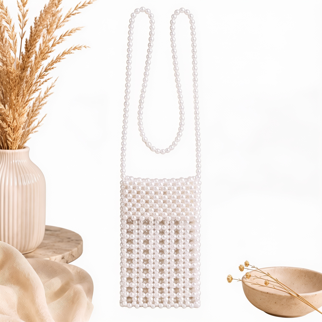 Open Weave Pearl Crossbody Bag : BV-KS-5