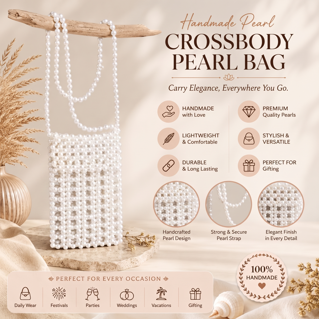 Open Weave Pearl Crossbody Bag : BV-KS-5