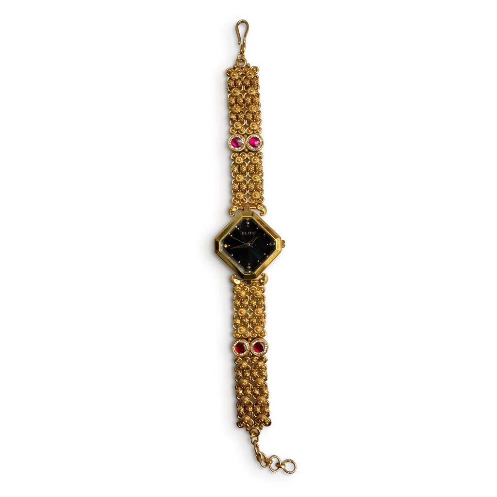 Regal Black Rhombus Dial Gold Bracelet Watch : BV-RJT-RMD-1