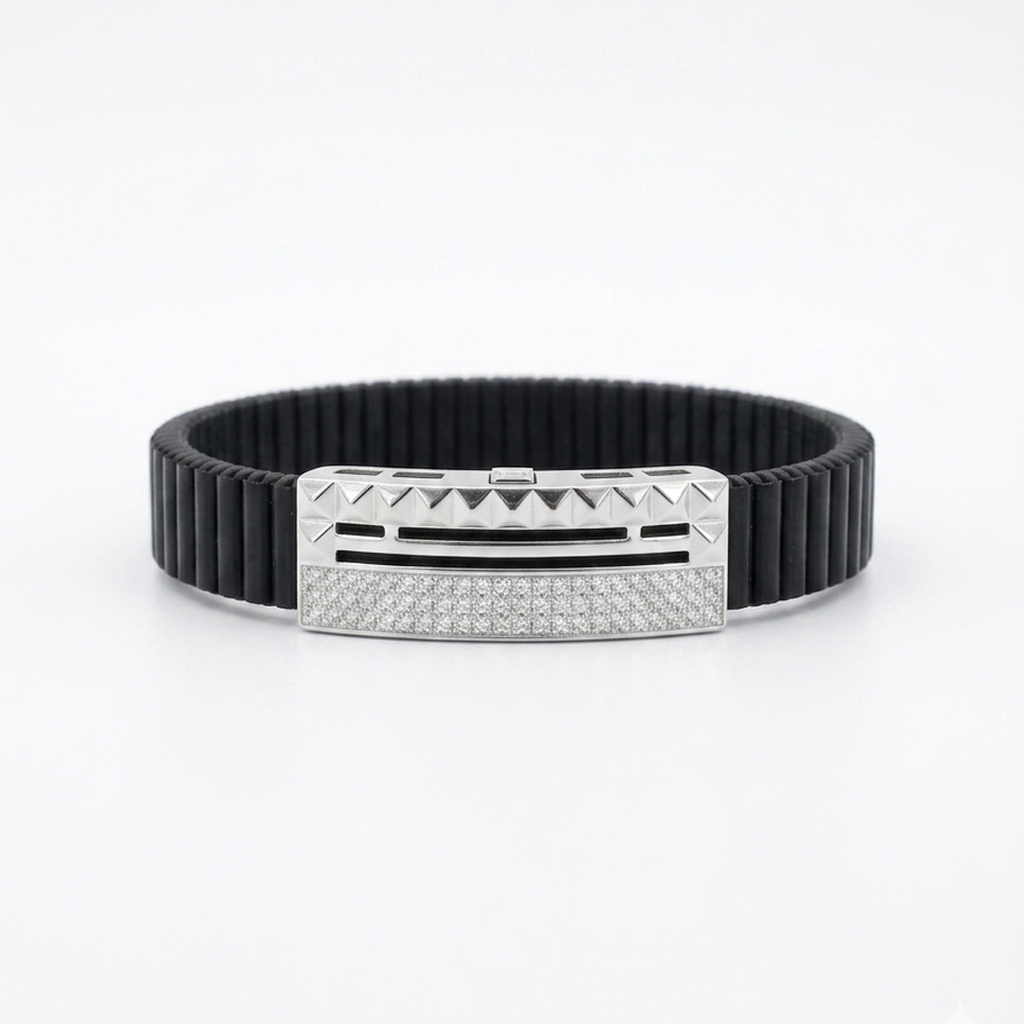 Diamond Edge Silver Men'S Stretch Bracelet : BV-RX-DIARB-BRCLT