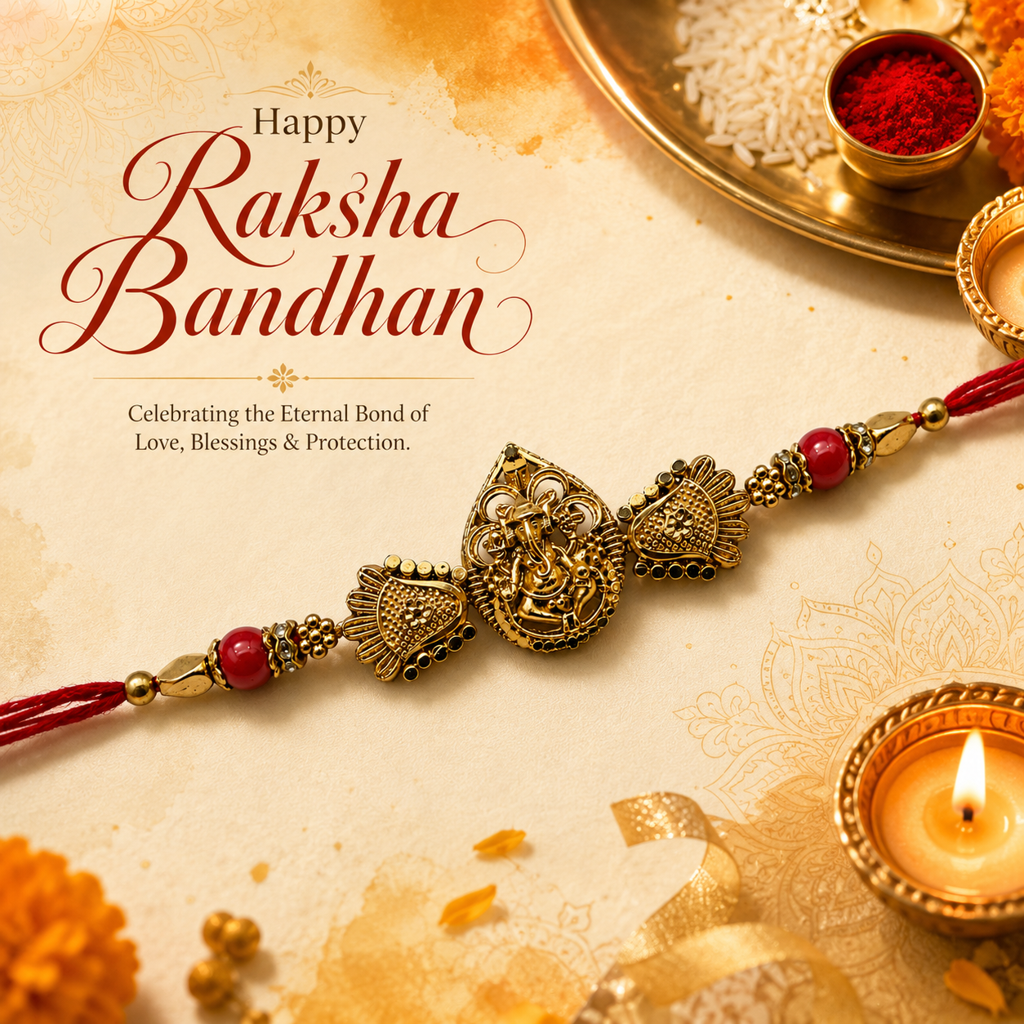 Yellow Antique Gold Radha Krishna Rakhi For Brother – Traditional Raksha Bandhan Thread Rakhi-10 : BV-SIA-RADHA-KRISHNA-10
