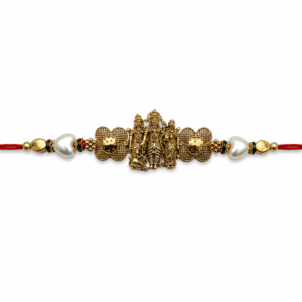 Yellow Antique Gold Radha Krishna Rakhi For Brother – Traditional Raksha Bandhan Thread Rakhi-22 : BV-SIA-RADHA-KRISHNA-22