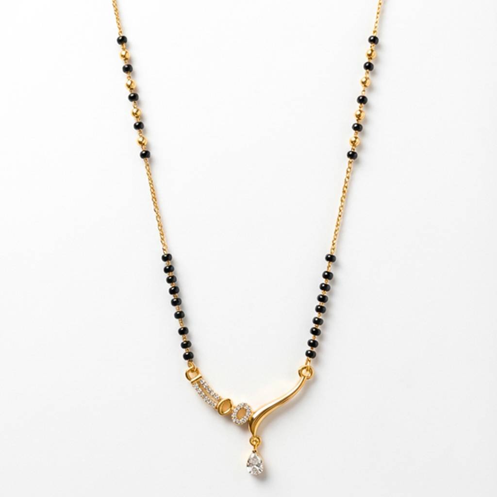 Modern Curve Diamond Drop Mangalsutra : BV-SMNTH-ST-7