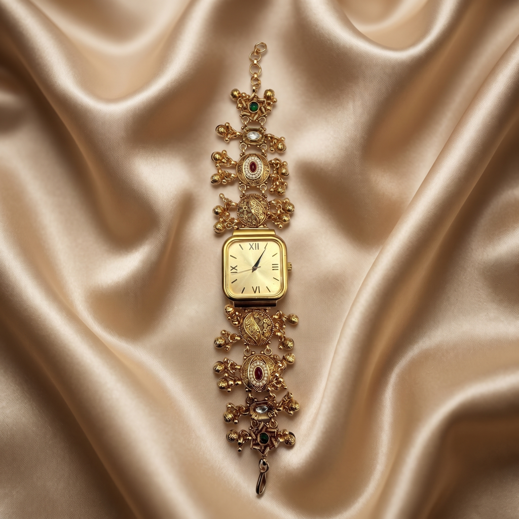 Paisley Ghungroo Ruby Pearl Gold Watch : BV-SRT-BHTI-3