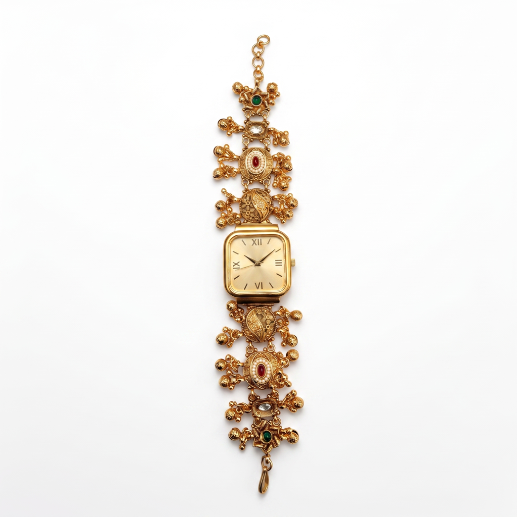 Paisley Ghungroo Ruby Pearl Gold Watch : BV-SRT-BHTI-3