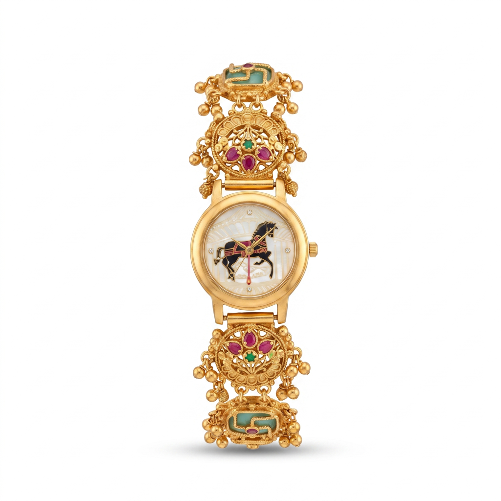 Royal Horse Enamel Mother Of Pearl Watch : BV-SRT-SIA-1