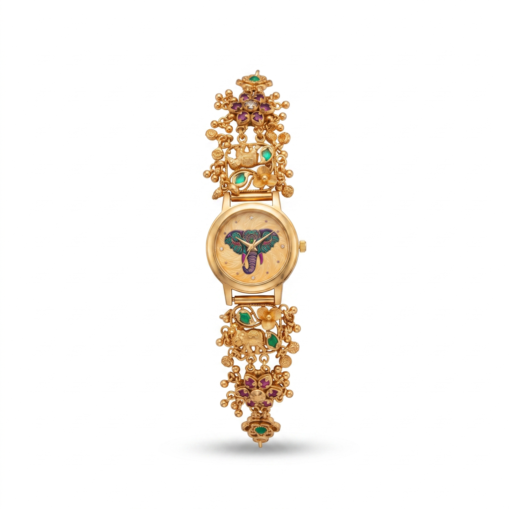Meenakari Elephant Charm Bracelet Watch : BV-SRT-SIA-3