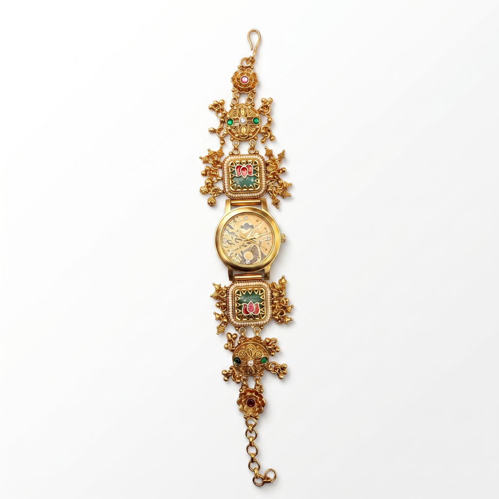 Tree Of Life Meenakari Lotus Gold Watch : BV-SRT-SIA-4