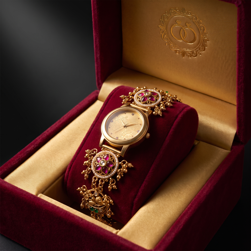 Butterfly Garden Etched Gold Dial Watch : BV-SRT-SIA-5