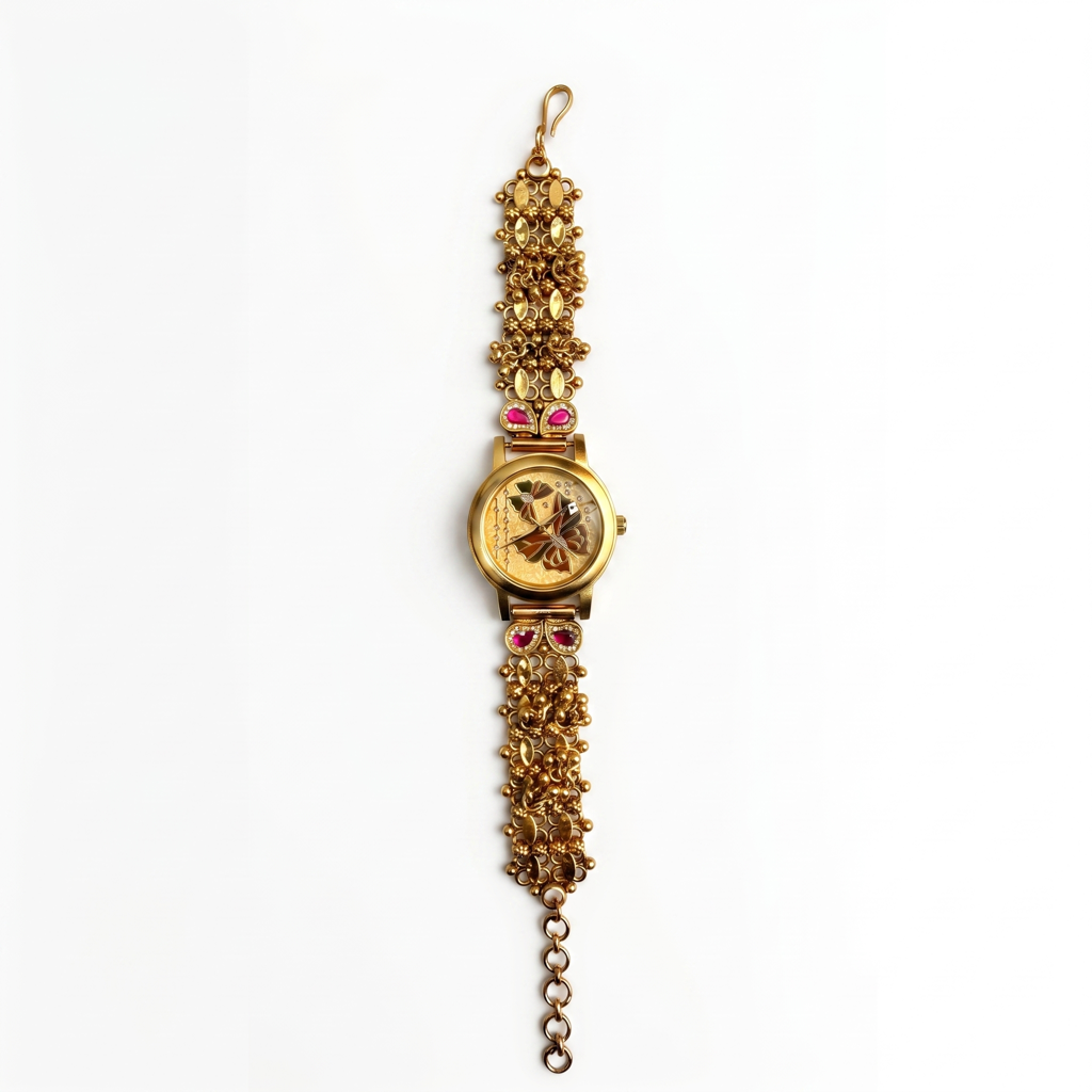 Crimson Butterfly Enamel Gold Dial Watch : BV-SRT-SIA-6