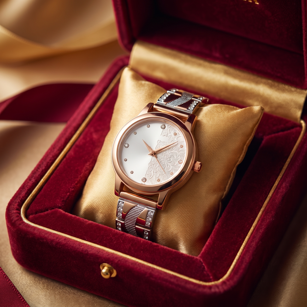 Two Tone Rose Gold Silver Crystal Watch : BV-SRT-SIA-8