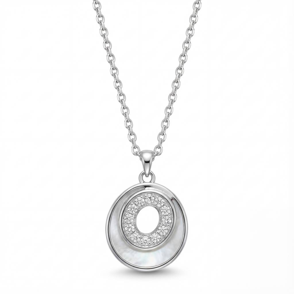 Korean Radiant Orbit Mother-Of-Pearl Halo Necklace : YUFSNL223