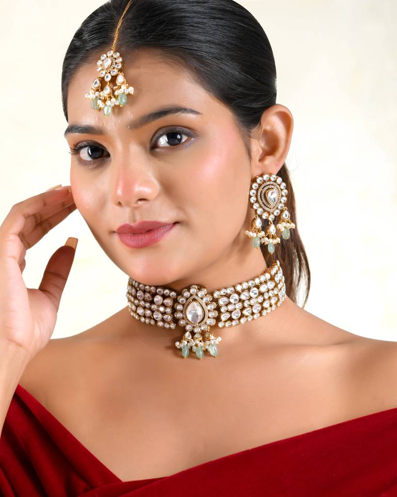 Ameera Emerald Kundan Choker Set : PR-286N