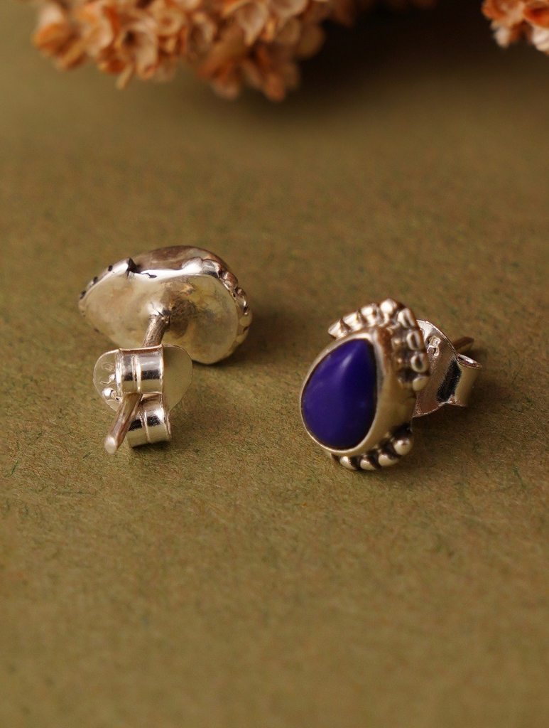 925 Sterling Silver Lapis Lazuli Stud Earrings : ARSSE719